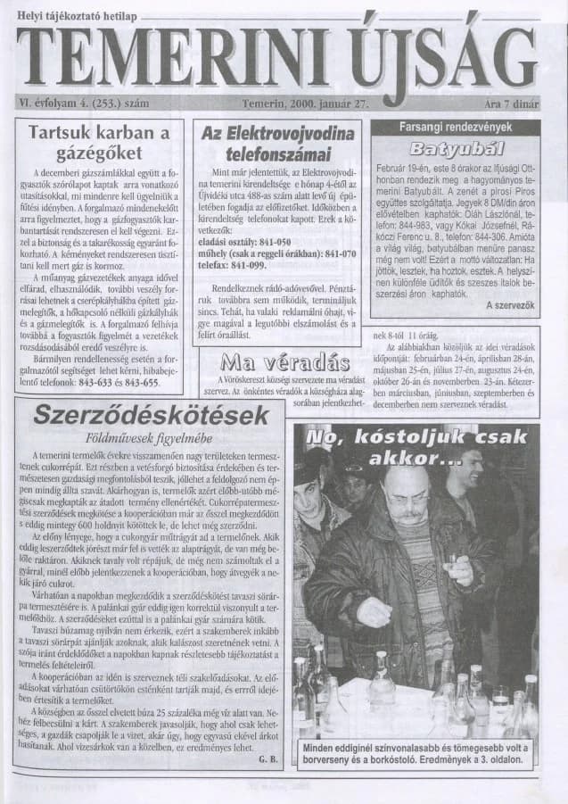 Temerini Újság, 6. évf. 2000. január 27. 4. sz.