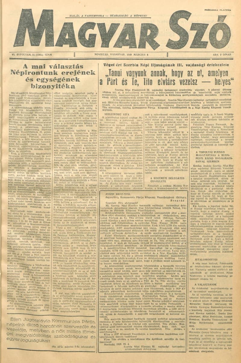 Magyar Szó, 6. évf. 1949. március 6. 55. sz. 1–4. oldal
