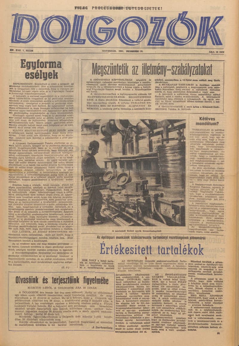 Dolgozók, 15. évf. 1961. február 10. 7. sz.