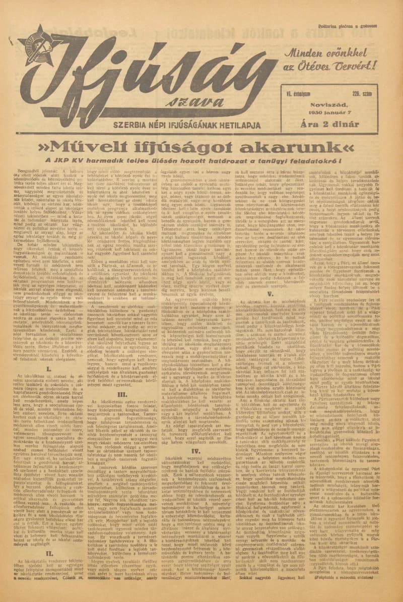 Ifjúság Szava, 6. évf. 1950. január 7. 226. sz.