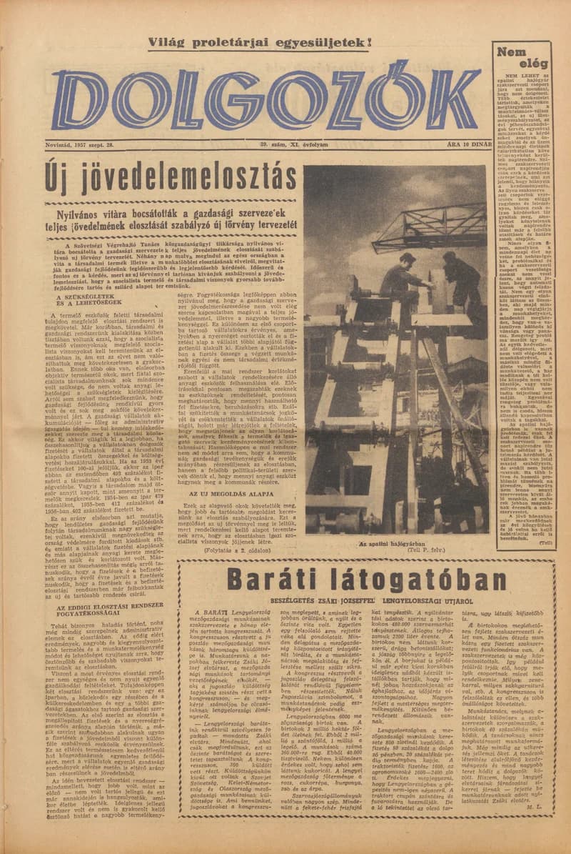 Dolgozók, 11. évf. 1957. szeptember 28. 39. sz.