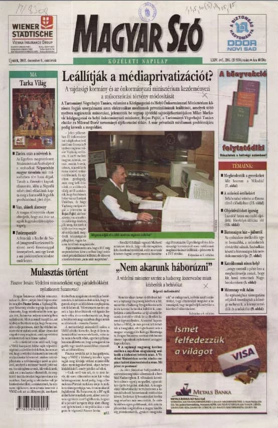Magyar Szó, 64. évf. 2007. december 6. 286. sz. 1–20. oldal