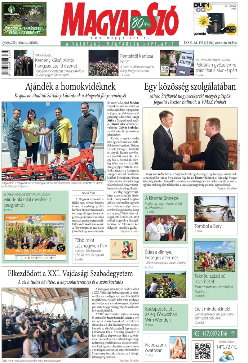 Magyar Szó, 81. évf. 2024. július 4. 152. sz. 1–20. oldal