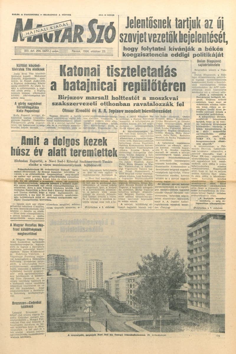 Magyar Szó, 21. évf. 1964. október 23. 294. sz. 1–16. oldal