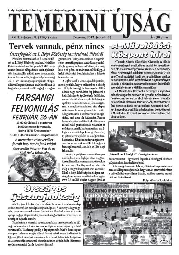 Temerini Újság, 23. évf. 2017. február 23. 8. sz.