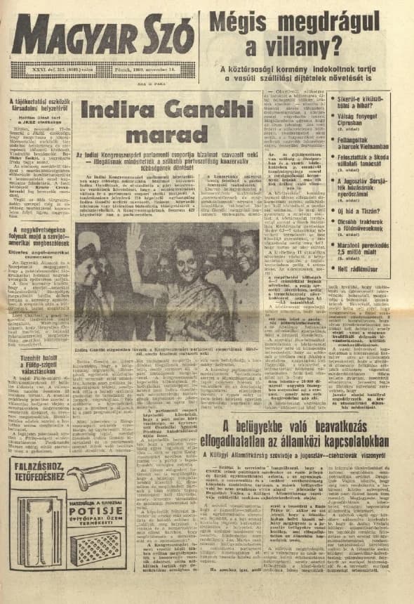 Magyar Szó, 26. évf. 1969. november 14. 315. sz. 1–12. oldal