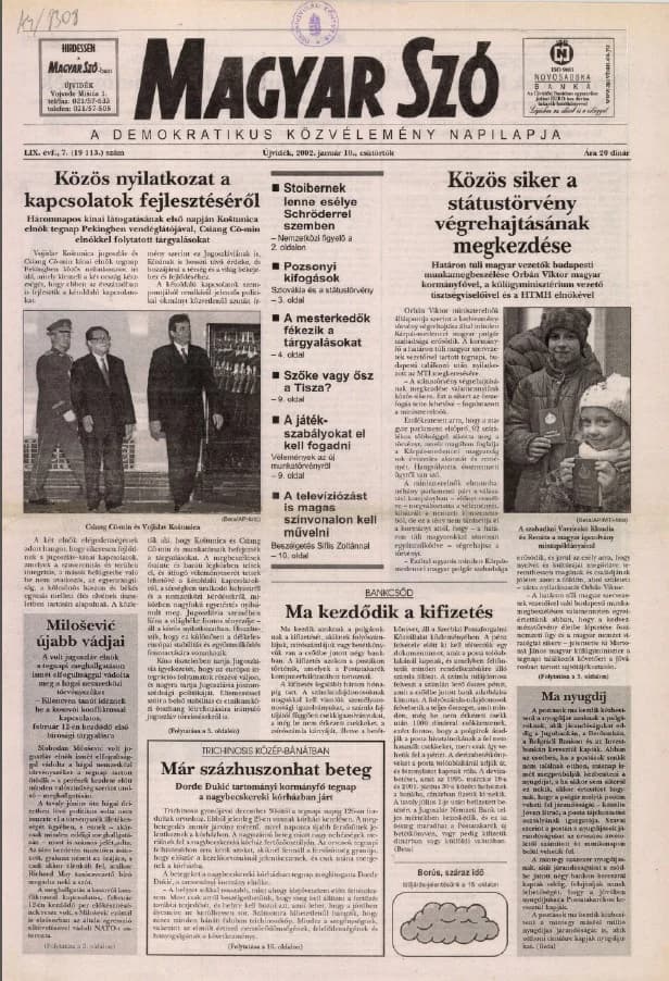 Magyar Szó, 59. évf. 2002. január 10. 7. sz. 1–16. oldal