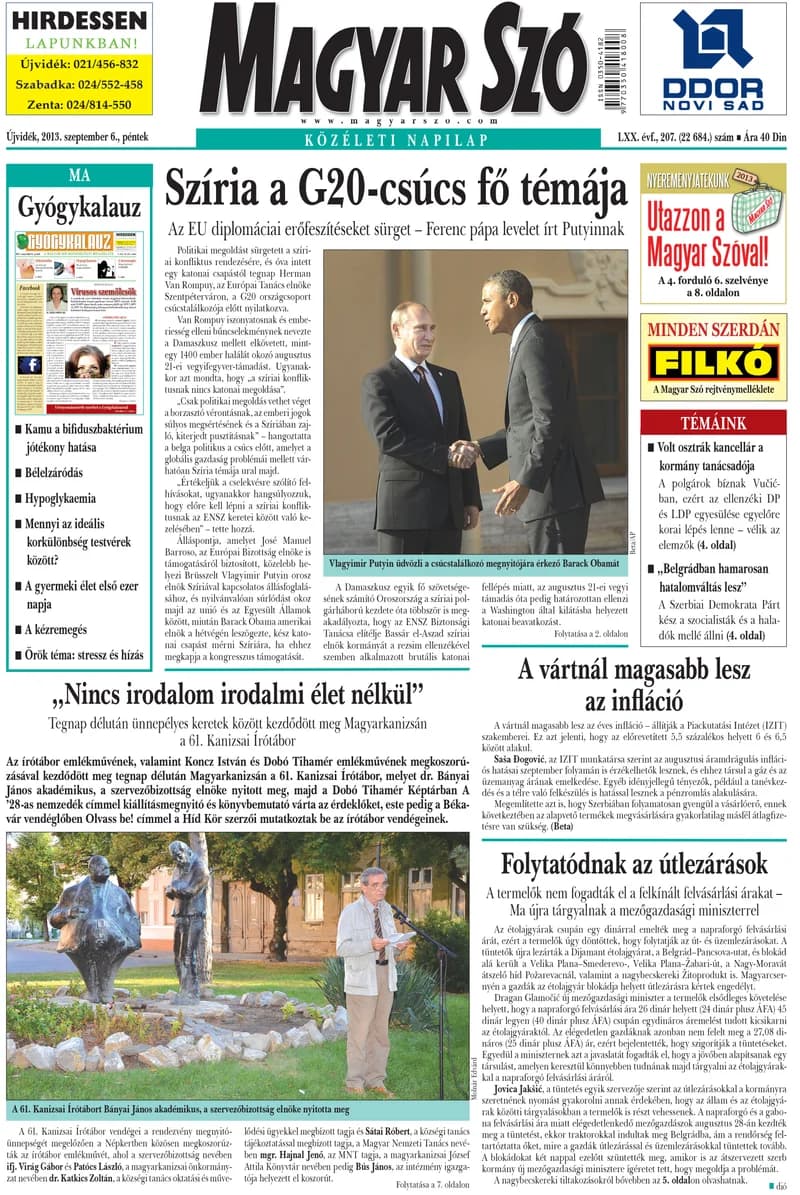 Magyar Szó, 70. évf. 2013. szeptember 6. 207. sz. 1–16. oldal