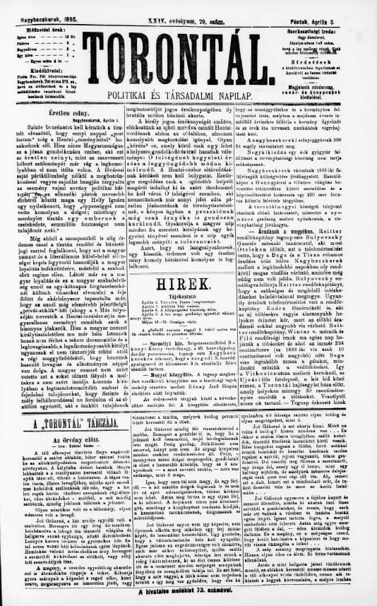 Torontál, 24. évf. 1895. április 5. 79. sz.