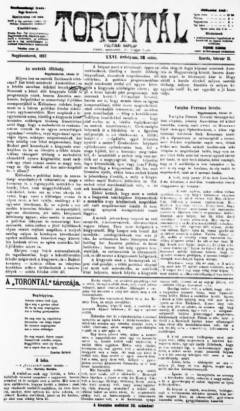 Torontál, 26. évf. 1897. február 10. 32. sz.
