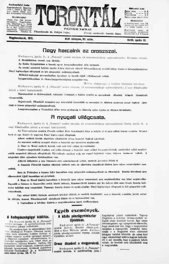 Torontál, 44. évf. 1915. április 12. 82. sz.