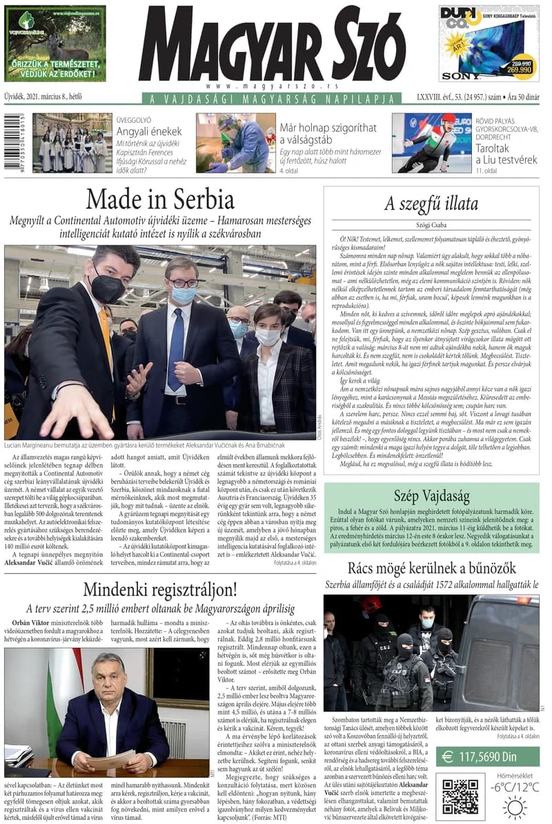 Magyar Szó, 78. évf. 2021. március 8. 53. sz. 1–16. oldal