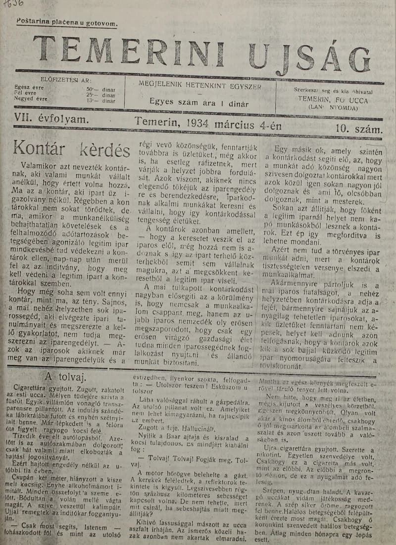 Temerini Újság 1928-1944, 7. évf. 1934. március 4. 10. sz.