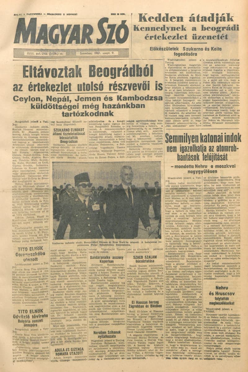 Magyar Szó, 18. évf. 1961. szeptember 9. 215. sz. 1–12. oldal