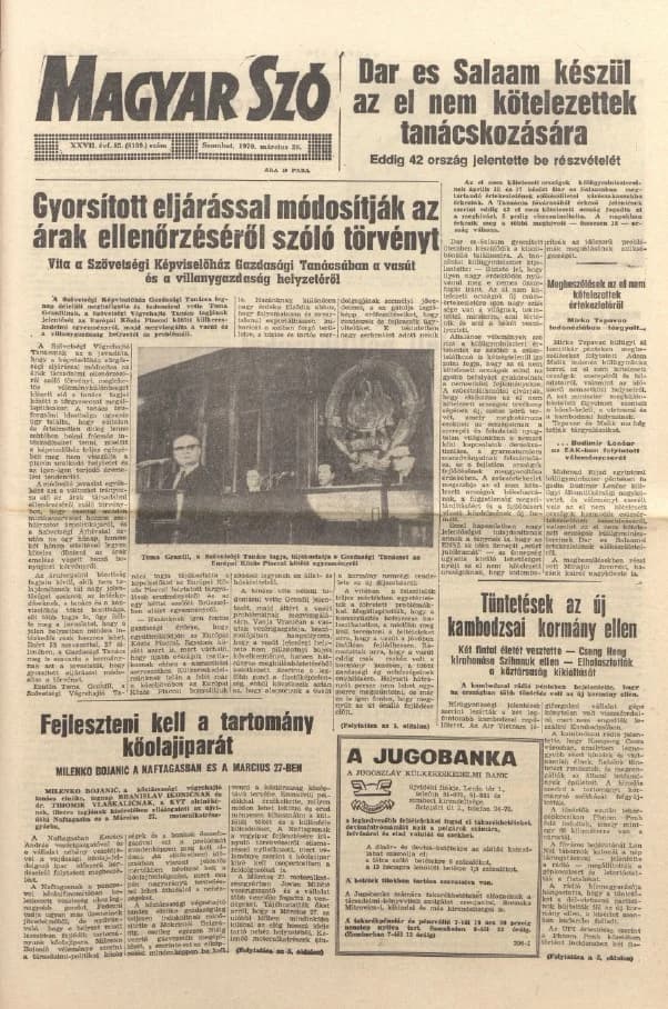 Magyar Szó, 27. évf. 1970. március 28. 85. sz. 1–16. oldal