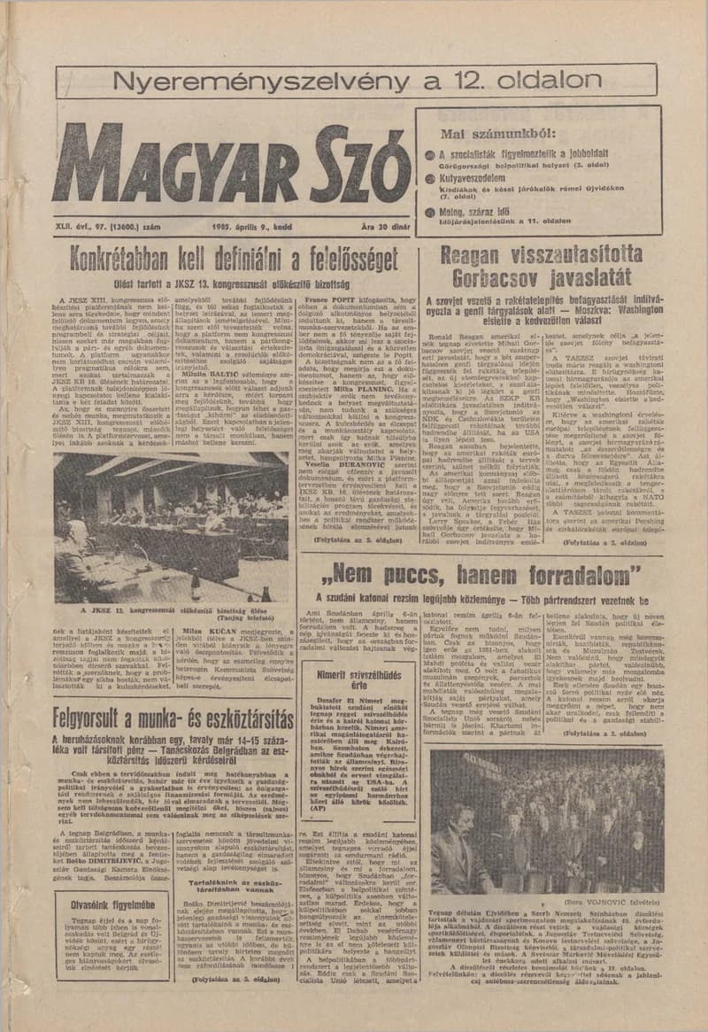 Magyar Szó, 42. évf. 1985. április 9. 97. sz. 1–20. oldal