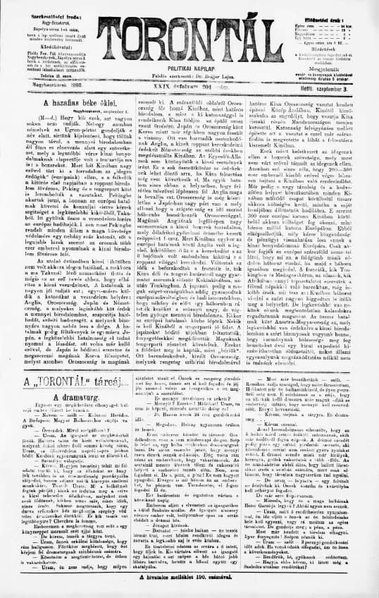 Torontál, 29. évf. 1900. szeptember 3. 201. sz.
