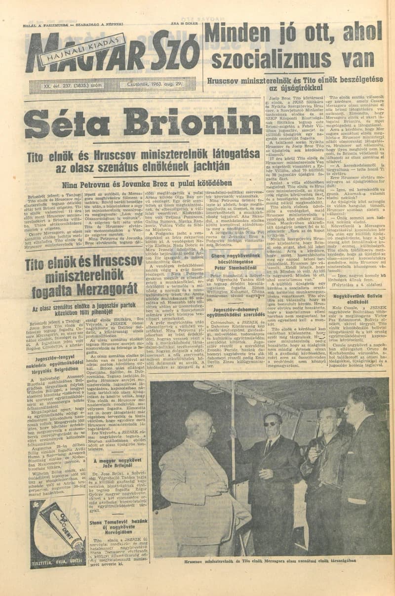 Magyar Szó, 20. évf. 1963. augusztus 29. 237. sz. 1–14. oldal