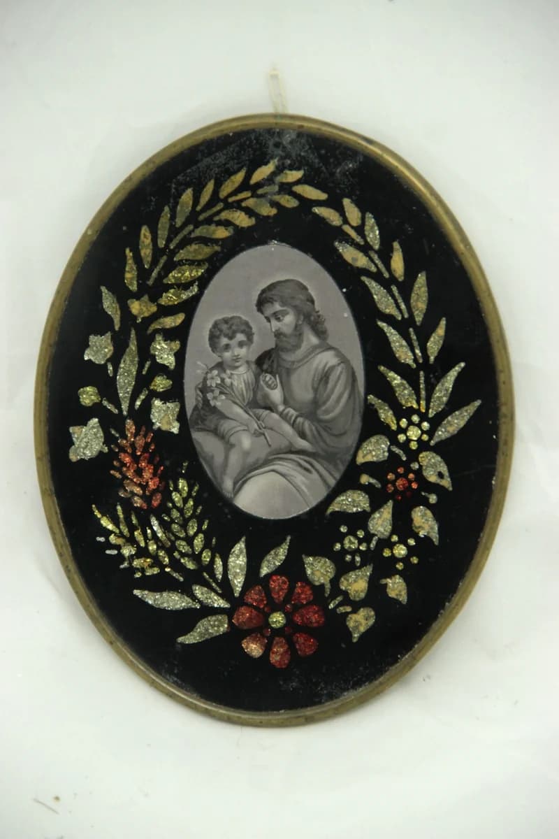 Ovális szentkép – Szent József a gyermek Jézussal