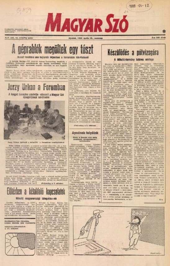 Magyar Szó, 45. évf. 1988. április 10. 99. sz. 1–32. oldal