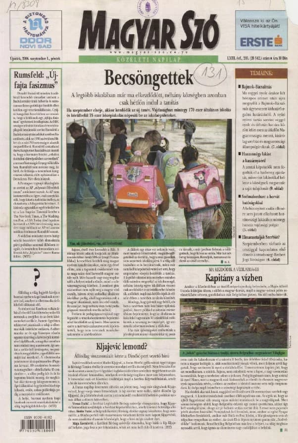 Magyar Szó, 63. évf. 2006. szeptember 1. 203. sz. 1–20. oldal