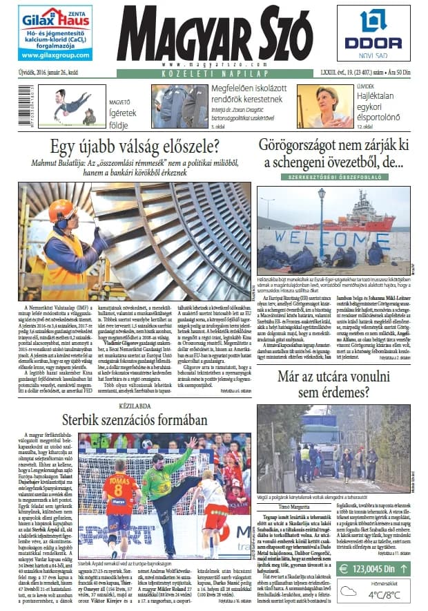 Magyar Szó, 73. évf. 2016. január 26. 19. sz. 1–20. oldal