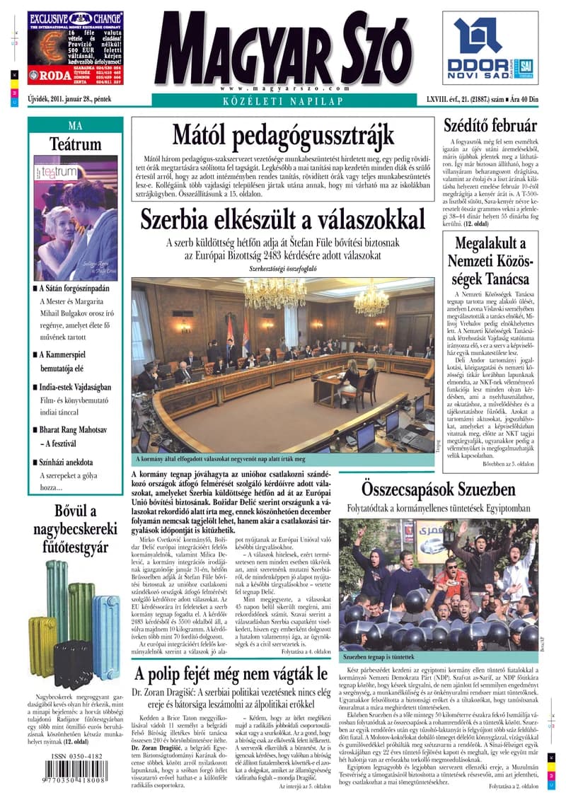 Magyar Szó, 68. évf. 2011. január 28. 21. sz. 1–20. oldal