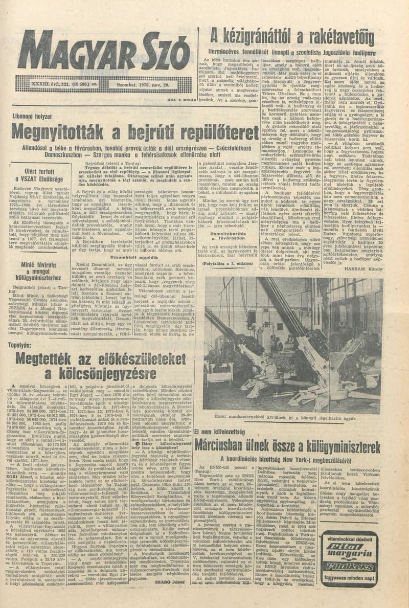 Magyar Szó, 33. évf. 1976. november 20. 321. sz. 1–20. oldal