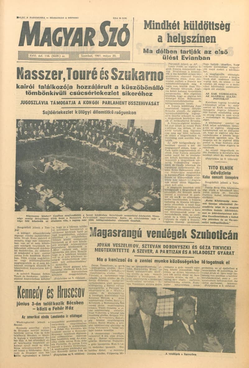Magyar Szó, 18. évf. 1961. május 20. 116. sz. 1–12. oldal