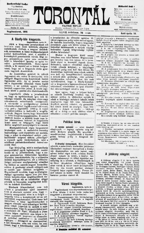 Torontál, 27. évf. 1898. április 26. 94. sz.
