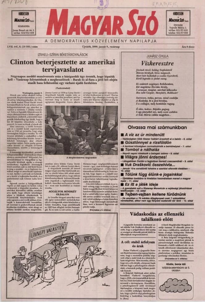 Magyar Szó, 57. évf. 2000. január 9. 6. sz. 1–24. oldal