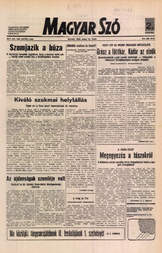 Magyar Szó, 45. évf. 1988. május 23. 140. sz. 1–20. oldal