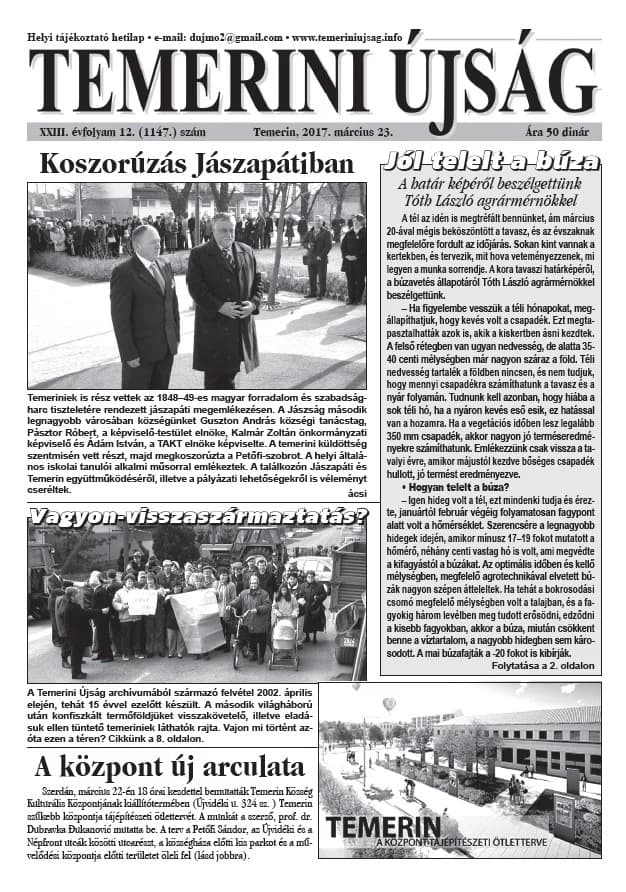 Temerini Újság, 23. évf. 2017. március 23. 12. sz.