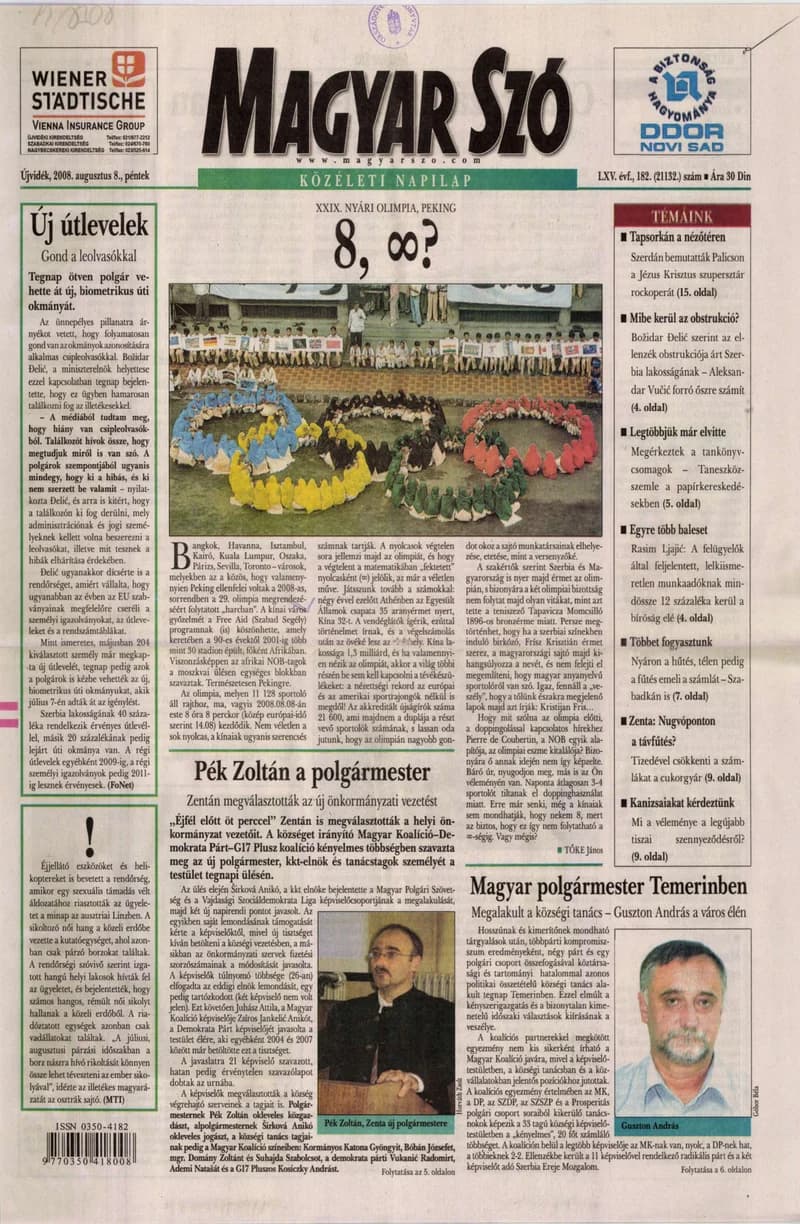 Magyar Szó, 65. évf. 2008. augusztus 8. 182. sz. 1–20. oldal