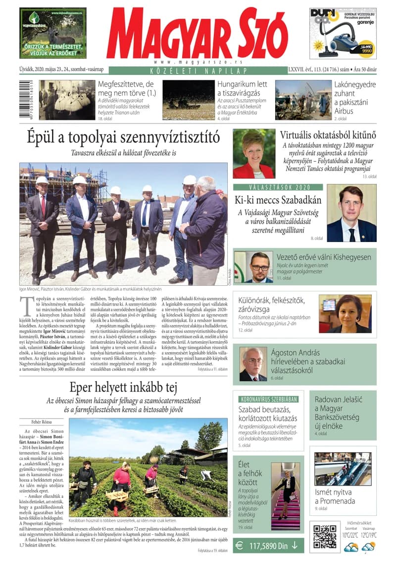 Magyar Szó, 77. évf. 2020. május 23. – 24. 113. sz. 1–32. oldal