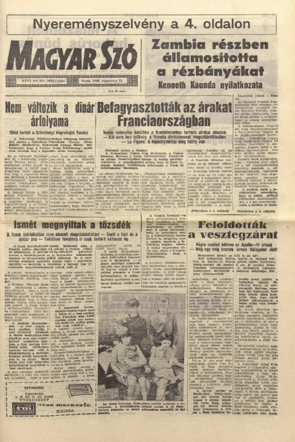 Magyar Szó, 26. évf. 1969. augusztus 12. 221. sz. 1–12. oldal