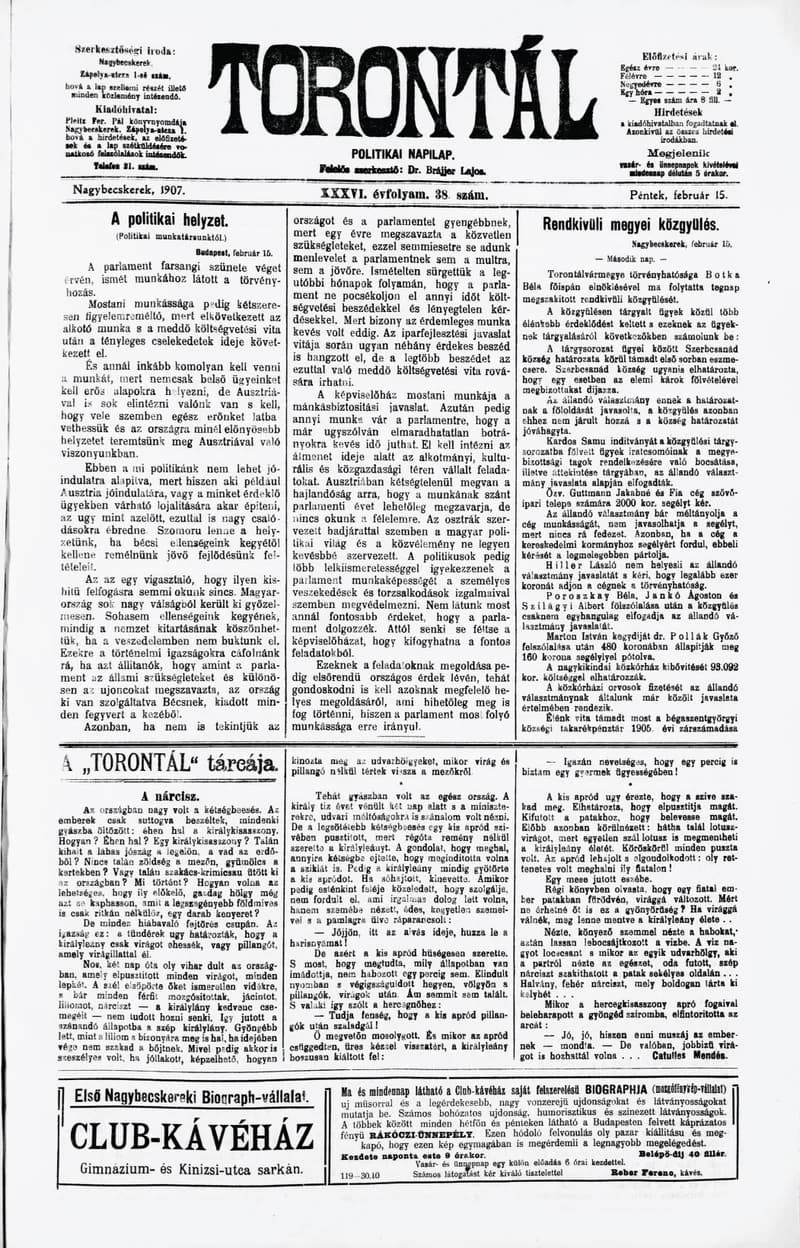 Torontál, 36. évf. 1907. február 15. 38. sz.