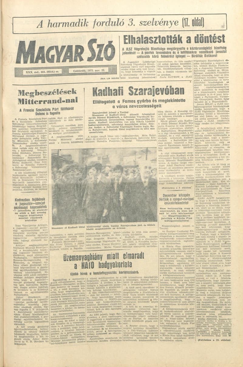Magyar Szó, 30. évf. 1973. november 22. 322. sz.