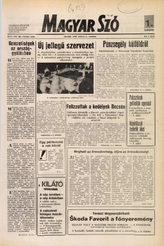 Magyar Szó, 47. évf. 1990. március 3. 60. sz. 1–24. oldal