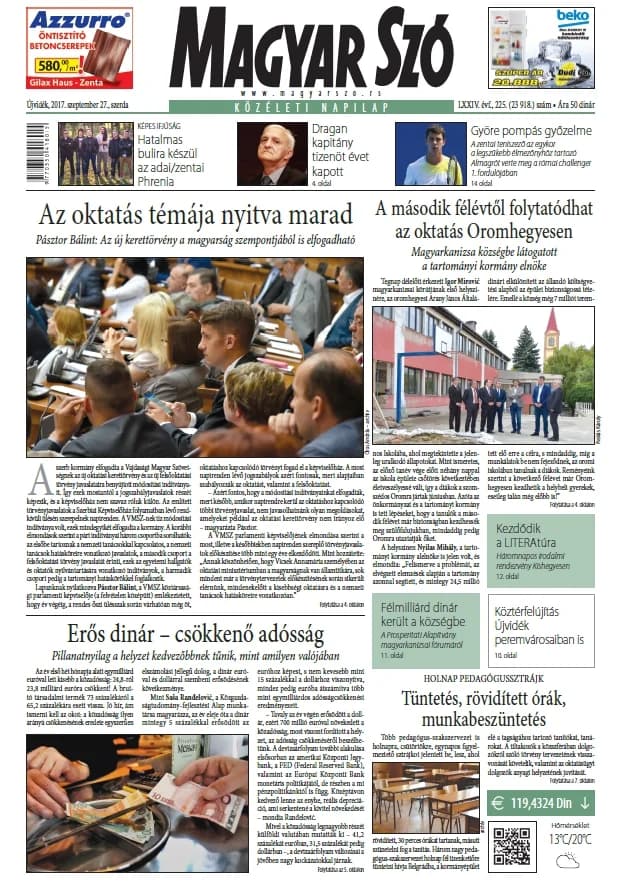 Magyar Szó, 74. évf. 2017. szeptember 27. 225. sz. 1–16. oldal