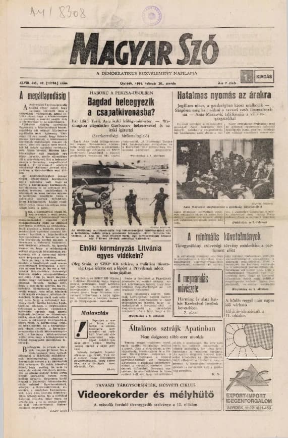 Magyar Szó, 48. évf. 1991. február 20. 49. sz. 1–20. oldal