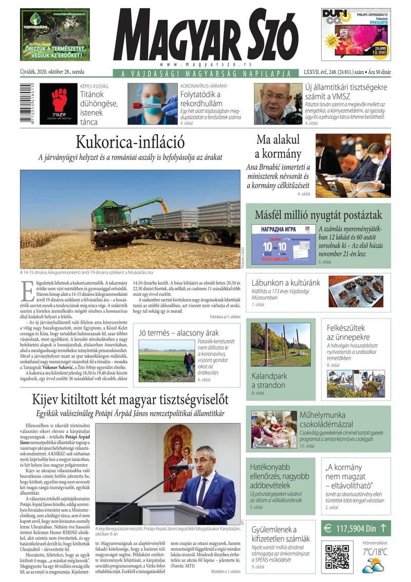 Magyar Szó, 77. évf. 2020. október 28. 248. sz. 1–16. oldal