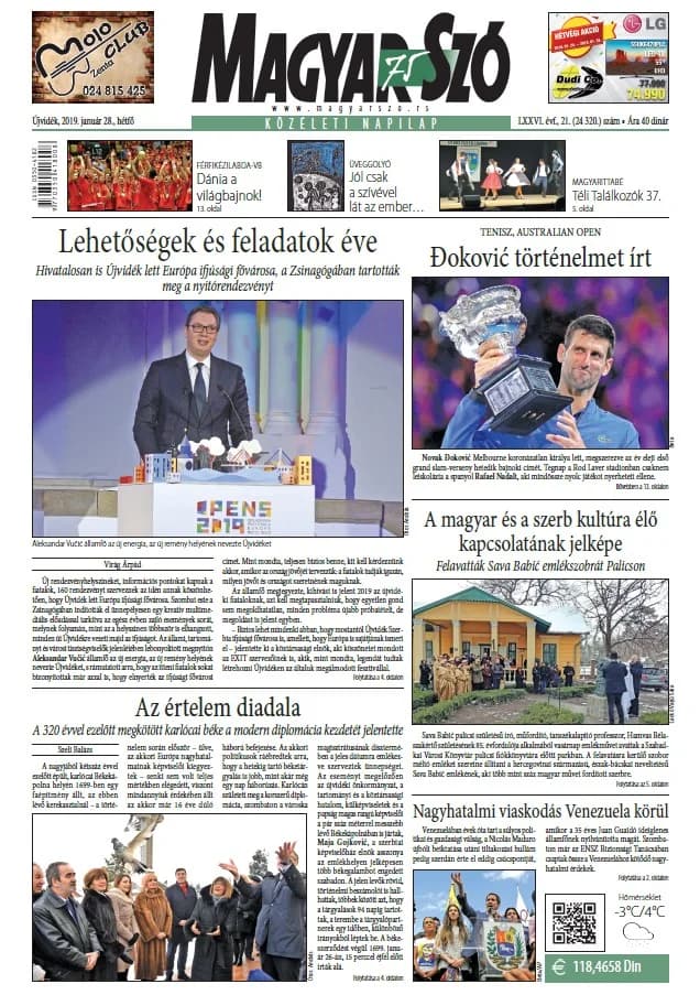 Magyar Szó, 76. évf. 2019. január 28. 21. sz. 1–20. oldal