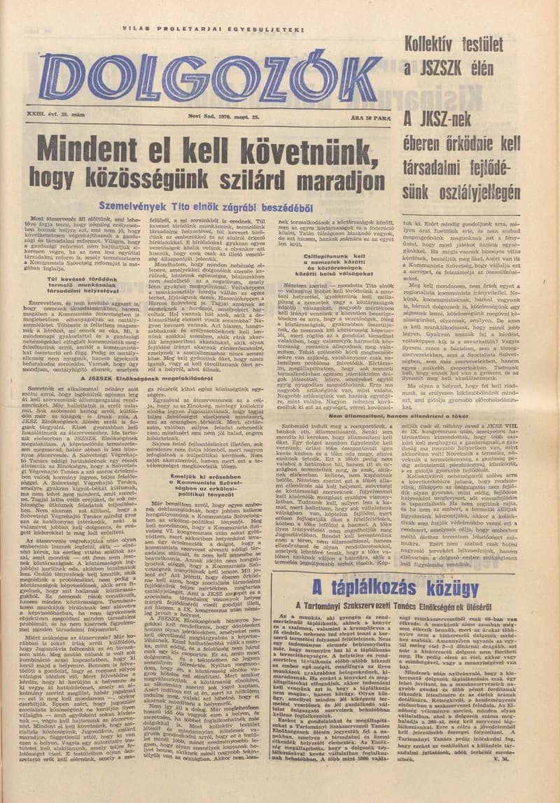 Dolgozók, 24. évf. 1970. szeptember 25. 38. sz.