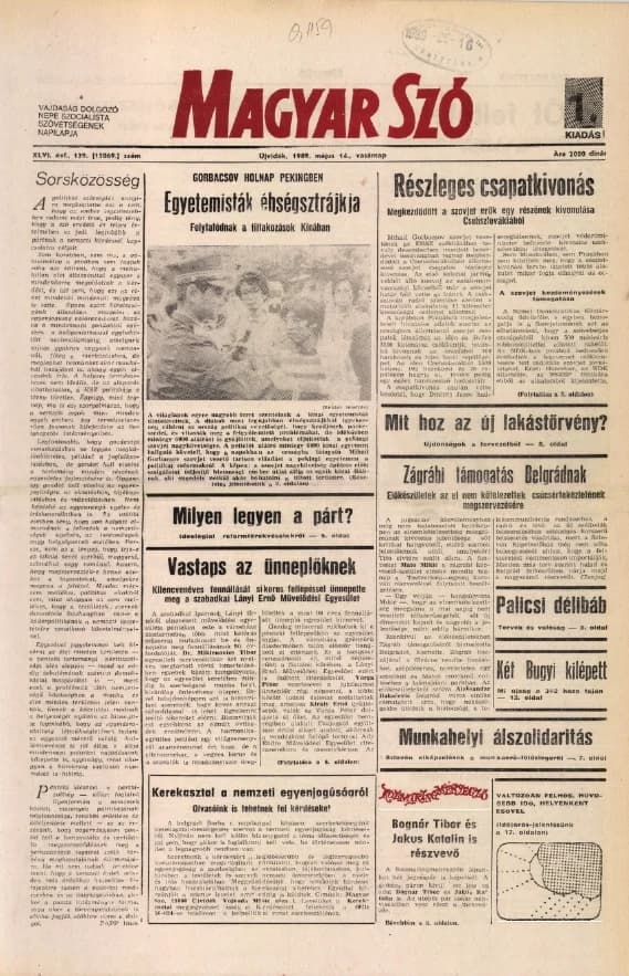 Magyar Szó, 46. évf. 1989. május 14. 129. sz. 1–32. oldal