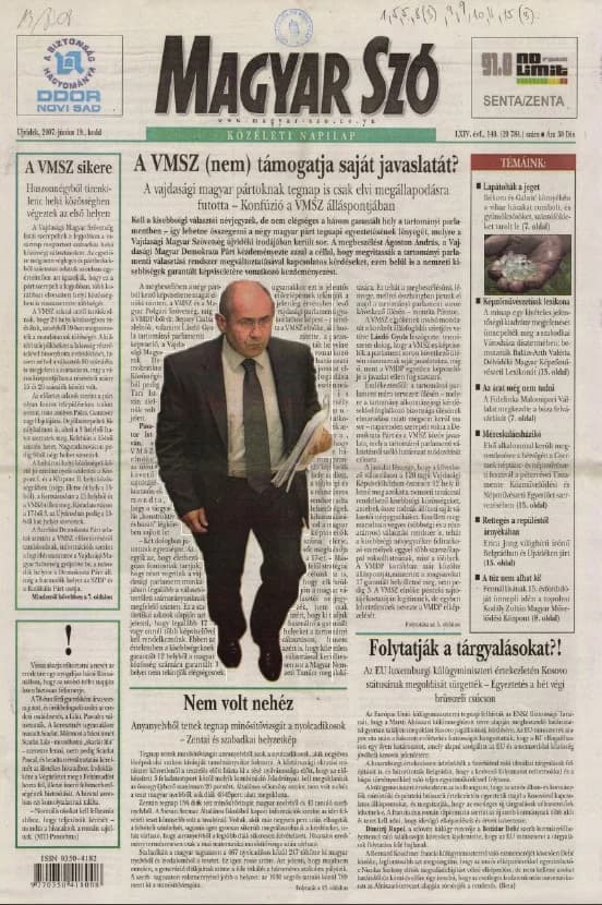 Magyar Szó, 64. évf. 2007. június 19. 140. sz. 1–20. oldal