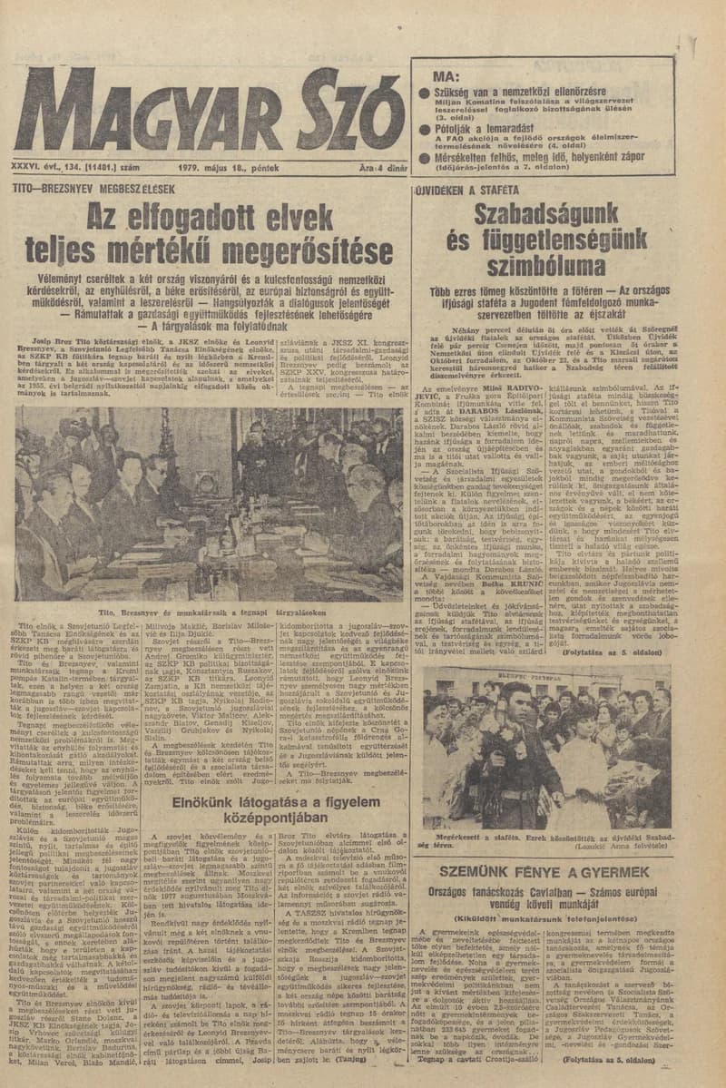 Magyar Szó, 36. évf. 1979. május 18. 134. sz. 1–24. oldal