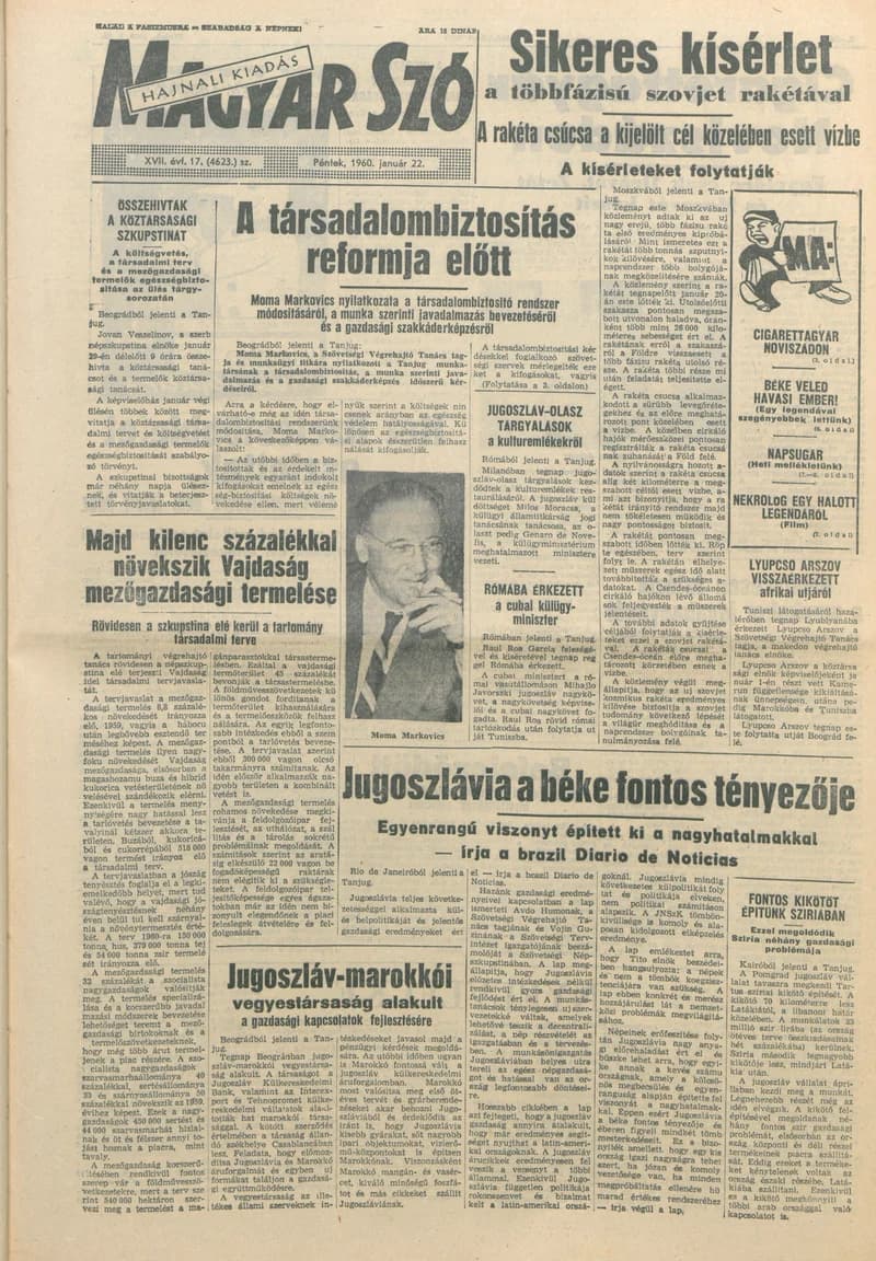 Magyar Szó, 17. évf. 1960. január 22. 17. sz. 1–22. oldal