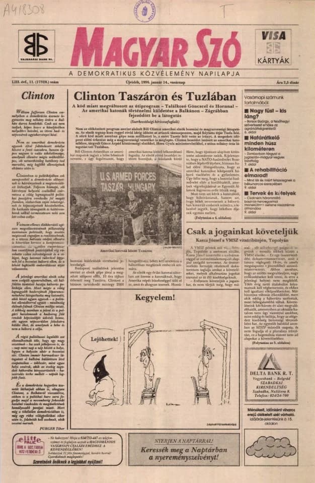 Magyar Szó, 53. évf. 1996. január 14. 11. sz. 1–24. oldal