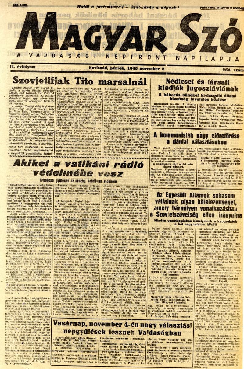 Magyar Szó, 2. évf. 1945. november 2. 254. sz. 1–4. oldal